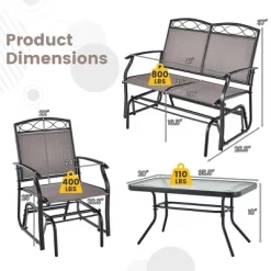 Costway 4pcs Patio Glider Conversation Set Swing Rocking Chair Table Heavy-Duty Outdoor -Outdoor Furniture Store GUEST 78ae6bdb bc09 49cd a944 6362d1009ae8