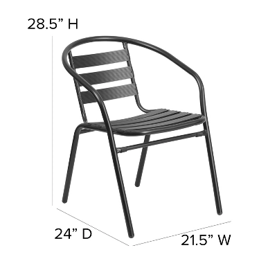 Emma And Oliver 7 Piece Patio Table & Chairs Set With 31.5"x55" Rectangular Metal Table With Tempered Glass Top And 6 Black Aluminum Stacking Chairs 7 Emma And Oliver 7 Piece Patio Table & Chairs Set With 31.5"x55" Rectangular Metal Table With Tempered Glass Top And 6 Black Aluminum Stacking Chairs - Image 5
