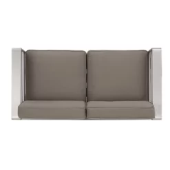 Cape Coral 5pc Outdoor 4 Seater Aluminum Chat Set With Fire Pit - Silver/Khaki - Christopher Knight Home -Outdoor Furniture Store GUEST 7929c158 bd22 4b30 a9ad 3a19f425dbfd