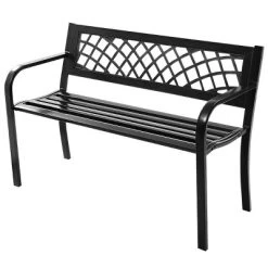 Costway Patio Park Garden Bench Porch Path Chair Outdoor Deck Steel Frame -Outdoor Furniture Store GUEST 79569512 4d96 4eea 8ea2 695d289e6e2a
