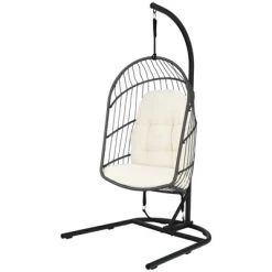 Tangkula Modern Rattan Hanging Egg Swing Chair W/Stand Foldable Cushioned Hammock Gray/Beige 19 Tangkula Modern Rattan Hanging Egg Swing Chair W/Stand Foldable Cushioned Hammock Gray/Beige -Outdoor Furniture Store GUEST 7985ad32 47c5 4d5b b456 7244b84775d4