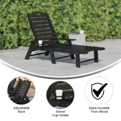 Merrick Lane Gaylord Adjustable Adirondack Lounger With Cup Holder- All-Weather Indoor/Outdoor HDPE Lounge Chair In Black -Outdoor Furniture Store GUEST 79c4a347 d3b8 4179 941e 6f27cd6a7c96