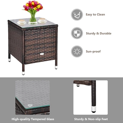 Tangkula 3-Piece Patio Wicker Rattan Furniture Set Conversation Sofa Set W/Coffee Table Grey 5 Tangkula 3-Piece Patio Wicker Rattan Furniture Set Conversation Sofa Set W/Coffee Table Grey - Image 3