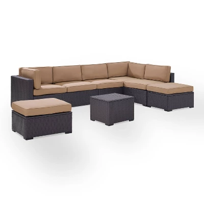 Biscayne 6pc Outdoor Wicker Sectional Set - Mocha - Crosley 7 Biscayne 6pc Outdoor Wicker Sectional Set - Mocha - Crosley - Image 5