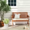 Costway Patio Bench Outdoor Solid Wood Loveseat Chair With Backrest & Cushion Porch Garden