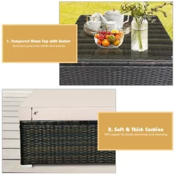 Costway 5PCS Patio Rattan Furniture Set Sectional Conversation W/Beige Cushion 13 Costway 5PCS Patio Rattan Furniture Set Sectional Conversation W/Beige Cushion -Outdoor Furniture Store GUEST 7afde391 e24a 4254 a834 3ff261756051