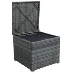 4pc Wicker Patio Set With Large Storage Box & Cushions - Gray - GODEER -Outdoor Furniture Store GUEST 7b112314 0694 4219 801e d081d035fb17