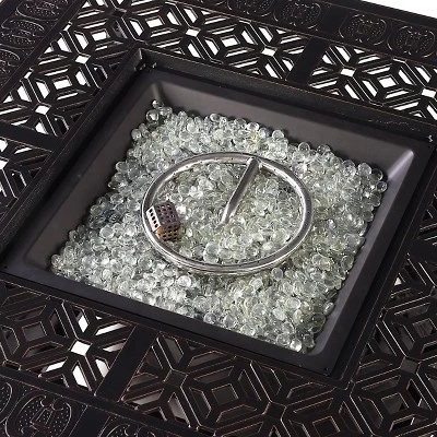 5pc Outdoor Dining Set With 42" Aluminum Square Medallion Design Fire Table & Deep Seating Swivel Rocking Chairs - Oakland Living 7 5pc Outdoor Dining Set With 42" Aluminum Square Medallion Design Fire Table & Deep Seating Swivel Rocking Chairs - Oakland Living - Image 5