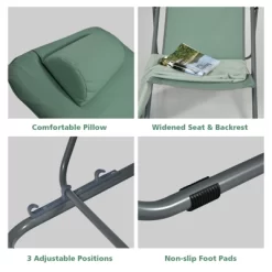 Tangkula 2 PCS Beach Chair Lounger Reclining Folding Chair W/3-Position Adjustable Backrest Blue/Orange/Green -Outdoor Furniture Store GUEST 7b79a755 f2a7 40a5 9510 a83e7dd74f0a