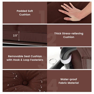 Costway 3-Seat Outdoor Converting Patio Swing Glider Adjustable Canopy Porch Swing Coffee/Black/Red 10 Costway 3-Seat Outdoor Converting Patio Swing Glider Adjustable Canopy Porch Swing Coffee/Black/Red - Image 8