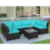 7pc Wicker Outdoor Sectional Seating Set With Cushions - Dark Brown/Blue - GODEER 2 7pc Wicker Outdoor Sectional Seating Set With Cushions - Dark Brown/Blue - GODEER -Outdoor Furniture Store GUEST 7bf36701 6c12 4631 8038 2989a2a27953