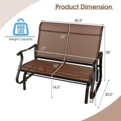 Costway 2-Person Patio Swing Glider Bench Loveseat Rocking Chair High Back Deck -Outdoor Furniture Store GUEST 7bfed338 b9df 44ec b3a5 1bc0149c9b2b