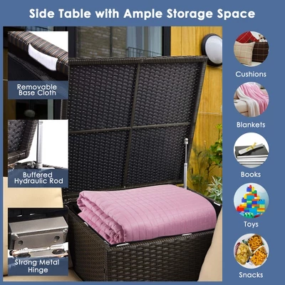 Costway 6PCS Patio Rattan Furniture Set 32'' Fire Pit Table Tank Holder With Cover Beige/Navy/Red/Turquoise 9 Costway 6PCS Patio Rattan Furniture Set 32'' Fire Pit Table Tank Holder With Cover Beige/Navy/Red/Turquoise - Image 7