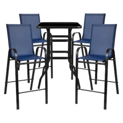 Emma And Oliver 5 Piece Outdoor Bar Height Set-Glass Patio Bar Table-All-Weather Barstools -Outdoor Furniture Store GUEST 7c404e1a 0d93 40c4 b928 e973c1d4bbc6