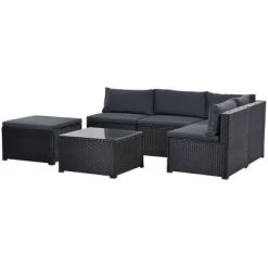 6pc Wicker Patio Conversation Set With Cushions - Black/Gray - GODEER -Outdoor Furniture Store GUEST 7cadb626 4073 4dde b2cf 40ff0fcf77b7