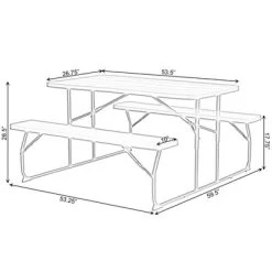 Gardenised Gray Outdoor Foldable Woodgrain Portable Picnic Table Set, 5 Feet Long -Outdoor Furniture Store GUEST 7cc5a016 cad9 4cf5 b84b 5332a2b65b22