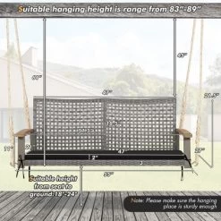 Costway 2-Person Patio Wicker Hanging Swing Chair Loveseat Cushion Porch RedBlack -Outdoor Furniture Store GUEST 7d3894f4 b692 4f19 ac37 bfe934b5f28f