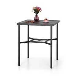 5pc Outdoor Bar Set With Cushions & Square Metal Table With Umbrella Hole - Captiva Designs -Outdoor Furniture Store GUEST 7d6e1763 55be 4060 acfd eca4405c9e7d