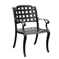 5pc Patio Dining Set With 48" Modern Outdoor Mesh Aluminum Round Table & Checker Chairs - Black - Oakland Living -Outdoor Furniture Store GUEST 7d6f2426 5c76 4828 b6b1 b7086ee9c297