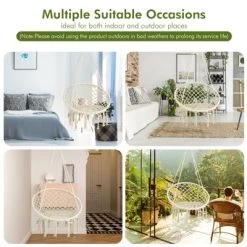 Tangkula Hammock Chair Macrame Swing, Patio Hanging Hammock Chair W/ LED Lights, Hanging Cotton Rope Hammock Swing Chair -Outdoor Furniture Store GUEST 7dd4d998 65da 4b87 adf7 dd8c84a73d4e