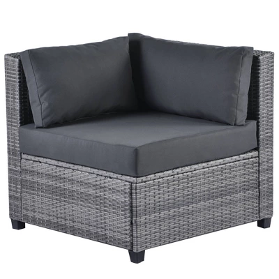 7pc Outdoor Set With Rattan Sofa & Cushions - Gray - GODEER 11 7pc Outdoor Set With Rattan Sofa & Cushions - Gray - GODEER - Image 9