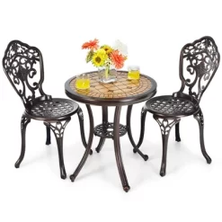 Costway 3PCS Patio Bistro Set Round Table Chairs All Weather Cast Aluminum Yard -Outdoor Furniture Store GUEST 7e6c44ac 9966 426b a2d5 c85f9d9f4d40