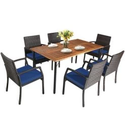 Tangkula 7- Piece Patio Dining Furniture Set Acacia Wood And Wicker Dining Table Armchairs Navy/Red/White/Turquoise 16 Tangkula 7- Piece Patio Dining Furniture Set Acacia Wood And Wicker Dining Table Armchairs Navy/Red/White/Turquoise -Outdoor Furniture Store GUEST 7f8f1152 eb97 47c7 a240 5abb5a4d1520