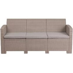 Flash Furniture Faux Rattan Sofa With All-Weather Cushions -Outdoor Furniture Store GUEST 7fa16292 8bcd 44a5 95dd 153d06b5ea65 1