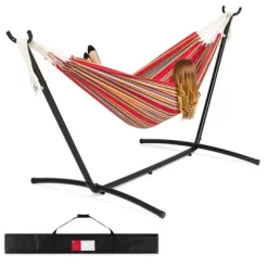 Best Choice Products 2-Person Brazilian-Style Cotton Double Hammock With Stand Set W/ Carrying Bag -Outdoor Furniture Store GUEST 7fc30b2e d1fb 4f07 97c1 561f7fbbb876