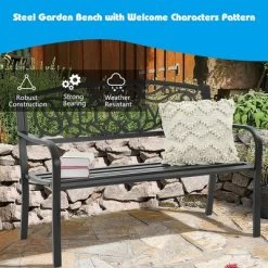 Costway Garden Bench Park Yard Outdoor Furniture Steel Frame Porch Path Loveseat Black 15 Costway Garden Bench Park Yard Outdoor Furniture Steel Frame Porch Path Loveseat Black -Outdoor Furniture Store GUEST 8060f789 1e4d 42ed b1bf d2c49cc2840f
