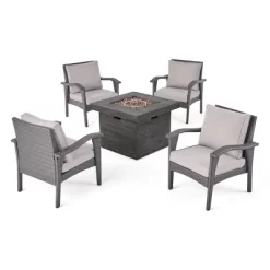 Keana 5pc Faux Rattan Club Chair & Fire Pit Chat Set - Christopher Knight Home -Outdoor Furniture Store GUEST 80adfc4c 37f3 4b44 89e5 491011ad427d