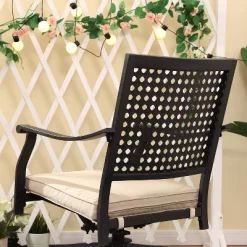 7pc Outdoor Dining Set With Swivel Chairs With Cushions & Faux Wood Table With Umbrella Hole - Captiva Designs -Outdoor Furniture Store GUEST 80bbc83c 4d4e 406a a96d eafa56d48688