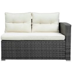4pc Wicker Patio Set With Large Storage Box & Cushions - Gray/Beige - GODEER -Outdoor Furniture Store GUEST 80db2293 a3c5 4fa0 a4e4 ff92db529720