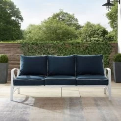 Kaplan Outdoor Metal Sofa White With Navy Cushions - Crosley -Outdoor Furniture Store GUEST 80fb0f1b ddcd 4b67 9aee 691cc701a48d