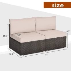 Costway 2PCS Patio Rattan Armless Sofa Sectional Conversation Furniture Set W/Cushion -Outdoor Furniture Store GUEST 817bf446 0a81 4bd9 9b43 19c7b479ca7f