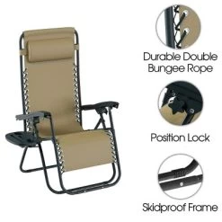 Lavish Home Zero Gravity Chairs Folding Recliners, Set Of 2, Beige -Outdoor Furniture Store GUEST 8184520c 940a 4f3b 8eed 963ebb9e52b4