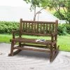 Outsunny 2-Person Wood Rocking Chair With Log Design, Heavy Duty Loveseat With Wide Curved Seats For Patio, Backyard, Garden -Outdoor Furniture Store GUEST 81dd52c2 f77e 4a3c a778 88b6a89b68fc