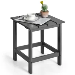 Tangkula 15" Outdoor Square Side End Table Wooden Coffee Table Suitable For Garden Patio Balcony White/Gray/Black -Outdoor Furniture Store GUEST 820955ec 4b2b 47d0 abd6 08e998fb4cb8