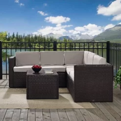 Palm Harbor 6pc Outdoor Wicker Sectional Set - Gray - Crosley -Outdoor Furniture Store GUEST 8218c83b f276 491b 95a9 ee412eb85752