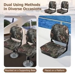 Costway 2-Piece Folding Boat Seat Set With Sponge Padding & Aluminum Hinges Low Back Black -Outdoor Furniture Store GUEST 82409d99 de18 48e6 9570 c42c07ed1b5a