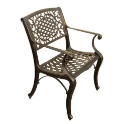95" Rectangular Modern Outdoor Mesh Lattice Aluminum Rectangular Patio Dining Set With Eight Arm Chairs - Bronze - Oakland Living -Outdoor Furniture Store GUEST 82989735 9ba2 4dc8 8034 5b3173becd22