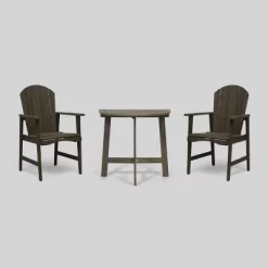 3pc Oso Acacia Wood Half-Round Patio Bistro Set Gray - Christopher Knight Home