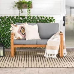 Galia Square Leg Acacia Wood Patio Loveseat With Cushions - Brown - Saracina Home 21 Galia Square Leg Acacia Wood Patio Loveseat With Cushions - Brown - Saracina Home -Outdoor Furniture Store GUEST 83499b4c 7af6 4677 b9b7 2250ee9b30a1