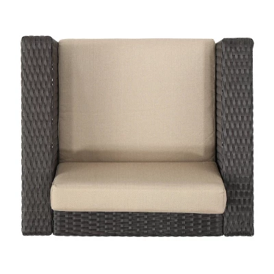 Puerta 5pc All-Weather Wicker Patio Club Chairs With Firepit Brown/Gray - Christopher Knight Home 10 Puerta 5pc All-Weather Wicker Patio Club Chairs With Firepit Brown/Gray - Christopher Knight Home - Image 8