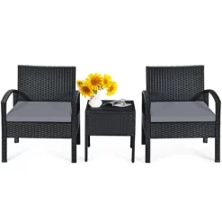Tangkula 3 Pieces Patio Set Outdoor Wicker Rattan Furniture W/ Cushions Gray 9 Tangkula 3 Pieces Patio Set Outdoor Wicker Rattan Furniture W/ Cushions Gray -Outdoor Furniture Store GUEST 83fdbbf5 9415 4279 b2f7 82827cba34b2