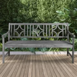 Sloane 3-Seat Ogee Diamond-Back Acacia Wood Outdoor Garden Patio Bench - JONATHAN Y -Outdoor Furniture Store GUEST 841a5a72 9d98 4a55 af8b 82bd45fa959d