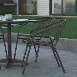 Emma And Oliver 27.5'' Square Aluminum Indoor-Outdoor Table Set With 4 Slat Back Chairs -Outdoor Furniture Store GUEST 849c04ec 713e 42e3 bf0b bd9e3ad51b8e