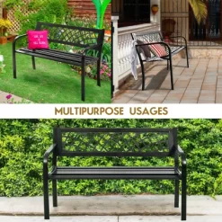 Costway Patio Park Garden Bench Porch Path Chair Outdoor Deck Steel Frame -Outdoor Furniture Store GUEST 849c2c84 ad1e 4a78 ac59 216ba9987b13