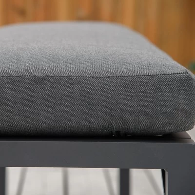 Outsunny 4 Piece Patio Furniture Set, Outdoor L-Shaped Sectional Sofa With 2 Couches, Bench, Dining Table, Cushions, Aluminum Conversation Set, Gray 5 Outsunny 4 Piece Patio Furniture Set, Outdoor L-Shaped Sectional Sofa With 2 Couches, Bench, Dining Table, Cushions, Aluminum Conversation Set, Gray - Image 3