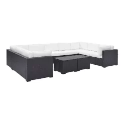 Biscayne 7pc Outdoor Wicker Sectional Set With 2 Coffee Tables & 4 Corner Seats White - Crosley -Outdoor Furniture Store GUEST 84dde161 68a4 43d2 88dd 6a5b2be0d123